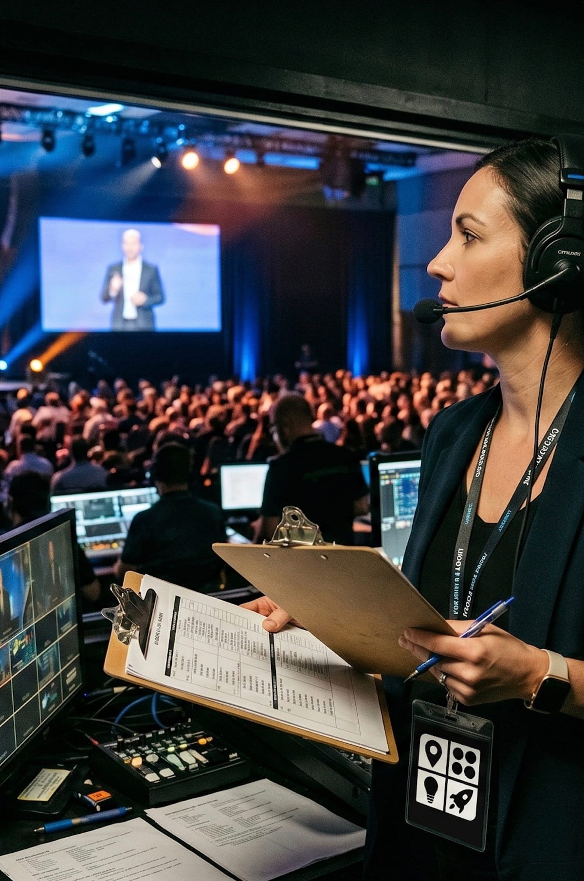 back stage at an event with keynote speaker